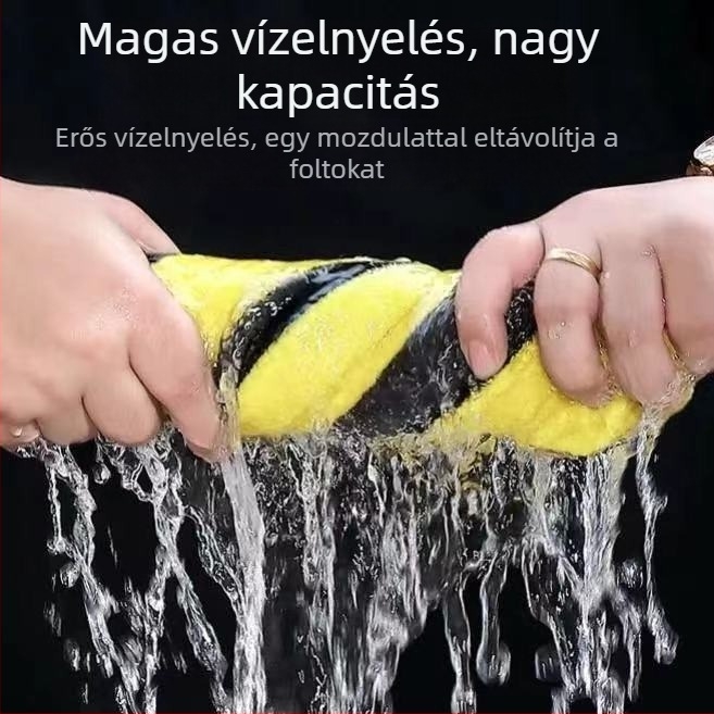 Nagy, vastag autómosó törölköző, nyomokat nem hagyó, különleges tisztító törölköző, gépjármű üvegeinek nedvszívó kendője, szöszmentes