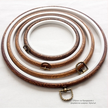 DIY hímzés: vintage imitált fa textúrájú hímző kör, díszmedál és keret kiegészítők