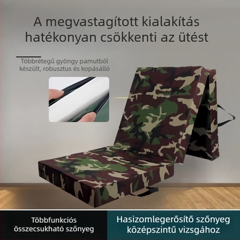 Vastagított, összecsukható edzőmat kamuflázs mintával – sokoldalú matrac fitneszhez és hasizomgyakorlatokhoz