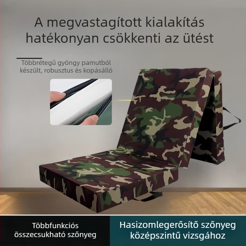 Vastagított, összecsukható edzőmat kamuflázs mintával – sokoldalú matrac fitneszhez és hasizomgyakorlatokhoz