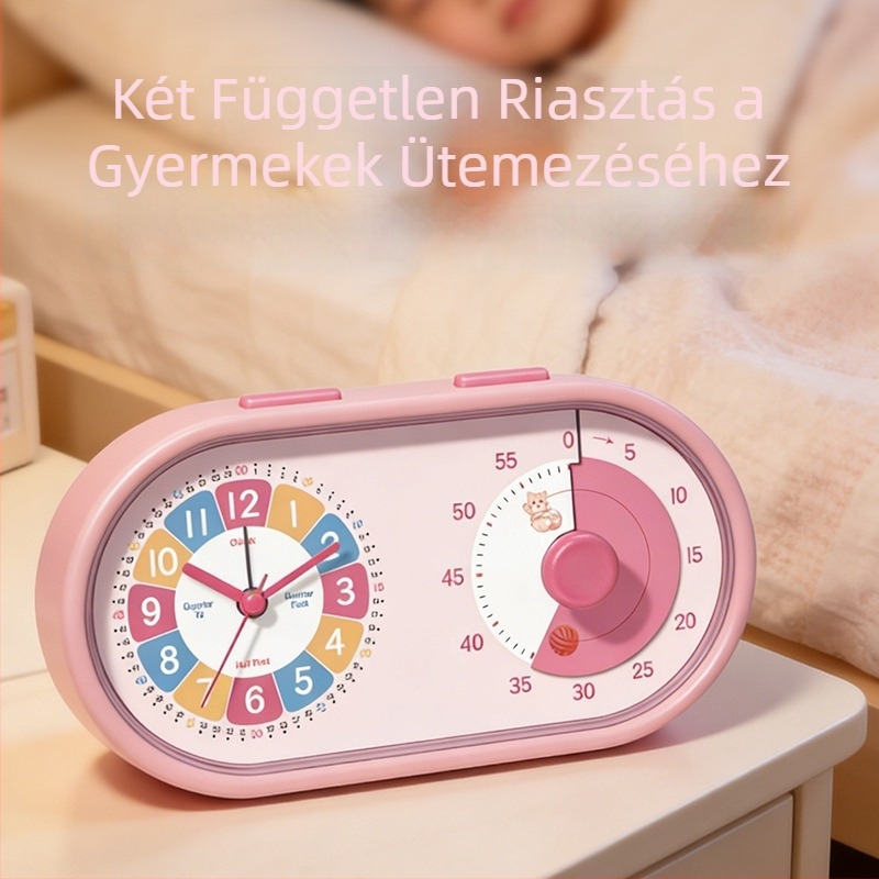 Kedves, kétfunkciós rajzfilm-időmérő gyerekeknek — ébresztőóra és időmérő a hálószobába és a tanulóhelyre