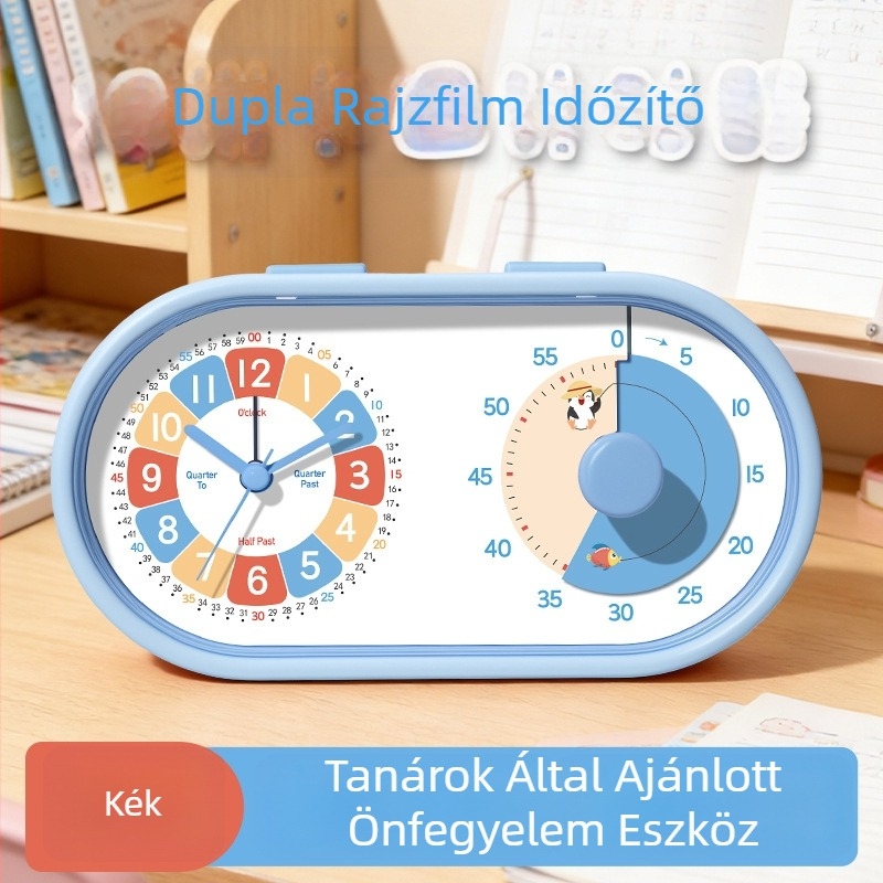 Kedves, kétfunkciós rajzfilm-időmérő gyerekeknek — ébresztőóra és időmérő a hálószobába és a tanulóhelyre