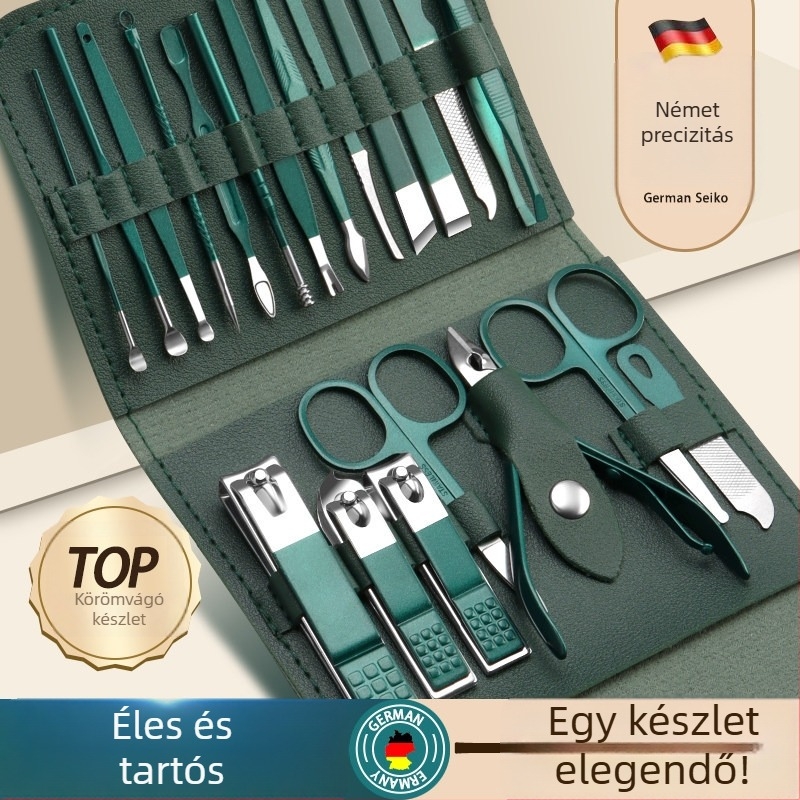 Német stílusú férfi manikűr készlet körömvágóval, körömollóval és pedikűr eszközökkel.
