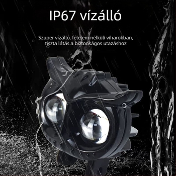 Ultra‑fényes LED reflektor motorkerékpárhoz és elektromos járműhöz, sárga/fehér váltó fény, magas és alacsony fény, univerzális 12-85V