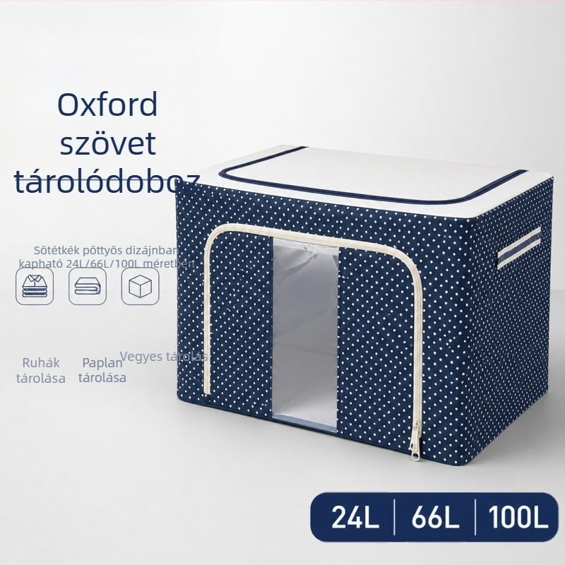 Oxford anyagú ruhatartó doboz, nagy méret, elülső nyitású, átlátszó ruhatartó rendező, otthoni használatra