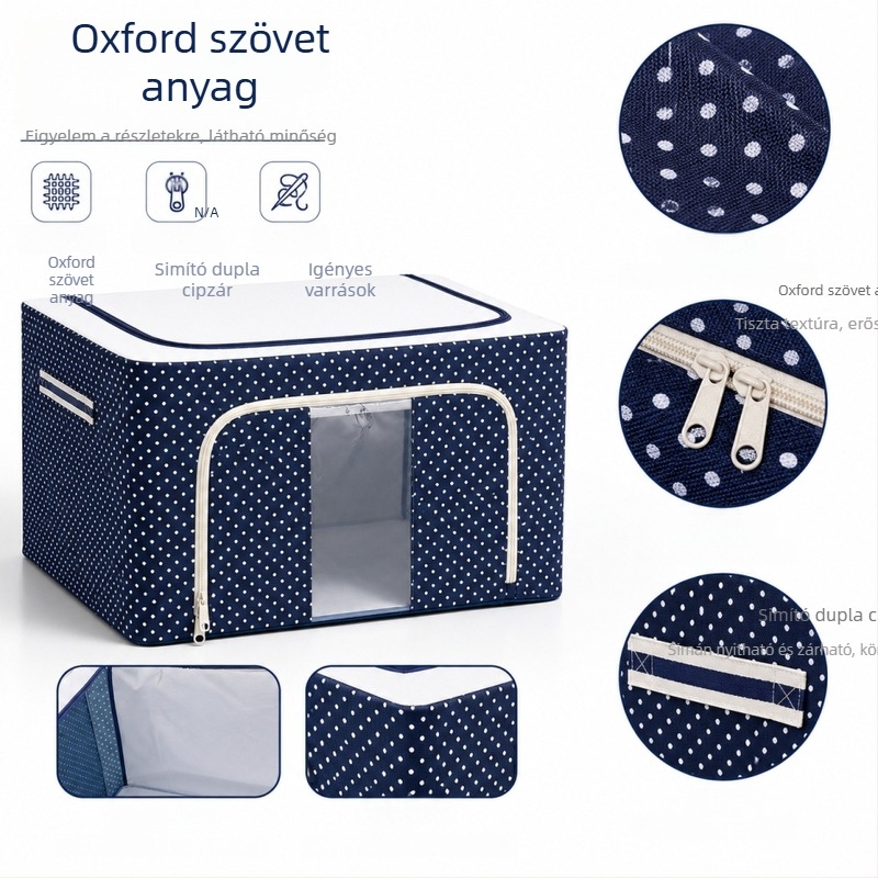 Oxford anyagú ruhatartó doboz, nagy méret, elülső nyitású, átlátszó ruhatartó rendező, otthoni használatra