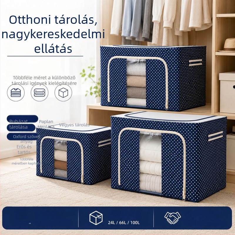 Oxford anyagú ruhatartó doboz, nagy méret, elülső nyitású, átlátszó ruhatartó rendező, otthoni használatra