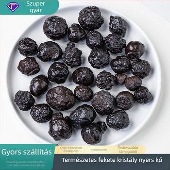 Természetes fekete kristálykő – vasmeteorit nyers kő, limonit ércek példánya, aromaterápiás diffúzor kő, modern minimál dekoráció