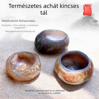 Természetes achát hamutál, nyers jade köcsög, kristály kalcedon kincses tál, asztali dekoráció, kis dísztárgy