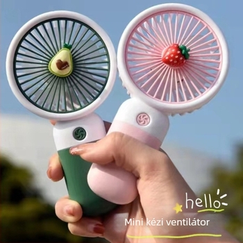 USB mini ventilátor, gyümölcs alakú, tölthető, kézi és asztali használatra, erős légáramlás, tartós diákoknak