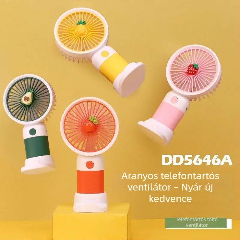 USB mini ventilátor, gyümölcs alakú, tölthető, kézi és asztali használatra, erős légáramlás, tartós diákoknak