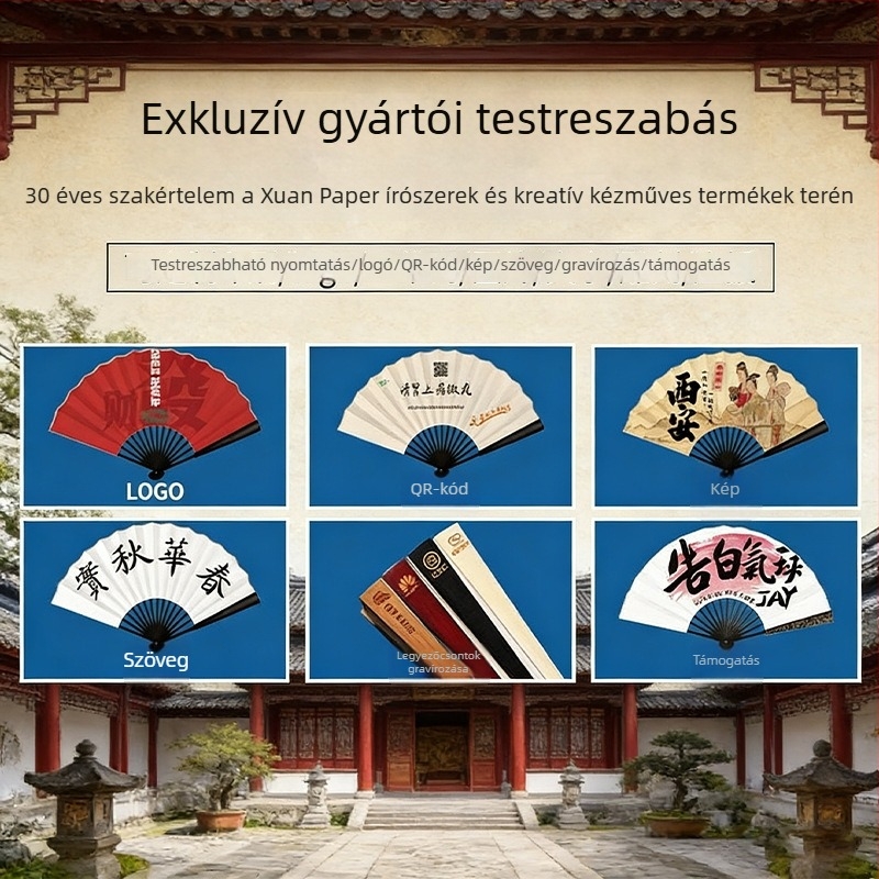 Mini összecsukható ventilátor rizspapírból, személyre szabható DIY festéshez, hagyományos kínai stílusú kulturális ajándék