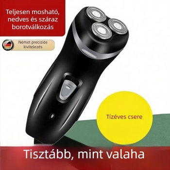 Kétfunkciós elektromos borotva, újratölthető, teljesen mosható testhez, háromfejű szakállvágó, férfiak számára