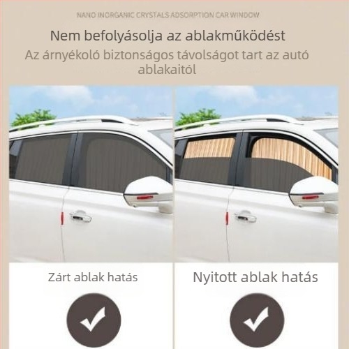 Autó ablakára szóló sötétítő függöny babák számára, sínrögzítés, hátsó ülések magánéletének védelme