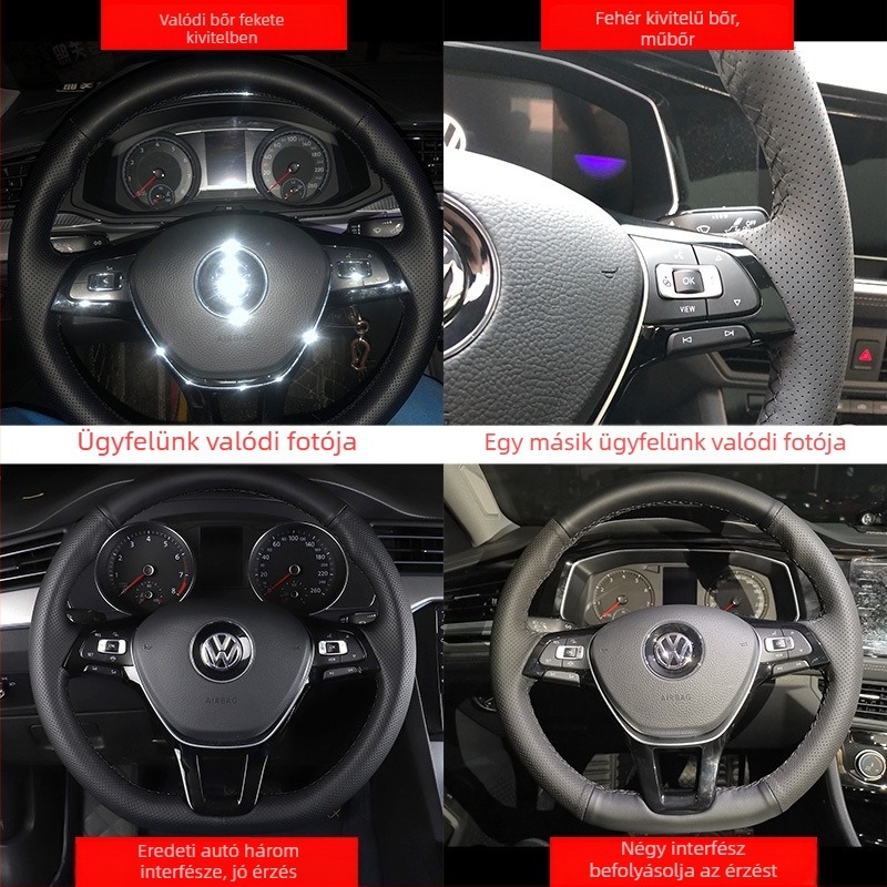 Valódi bőr kézzel varrt kormánykerékborító Volkswagen Tiguan L, Magotan B8, Sagitar, Bora, Lavida Plus és Passat modellekhez