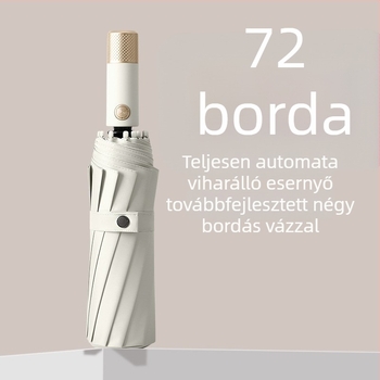 72 bordás automata esernyő fekete bevonattal, reklám esernyő napsütésre és esőre, nagy méret, szélálló