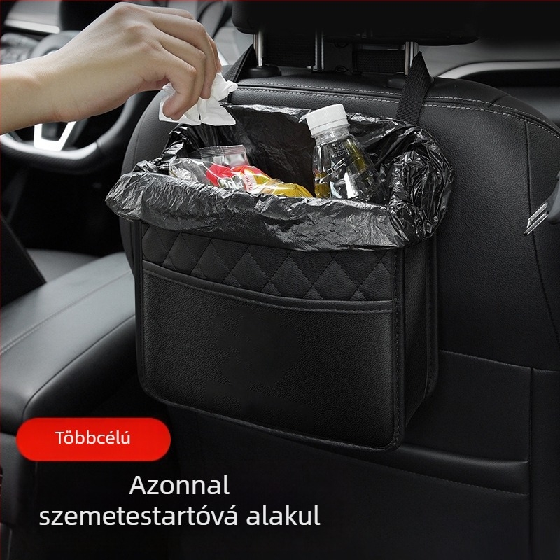 Bőr autóülés hátsó részére szervező, függő tároló, multifunkcionális és vízálló