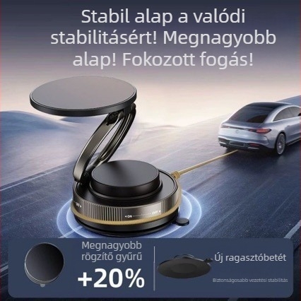 2025-ös új mágneses telefontartó vákuumos szívógyűrűvel, forgatható autó navigációs tartó