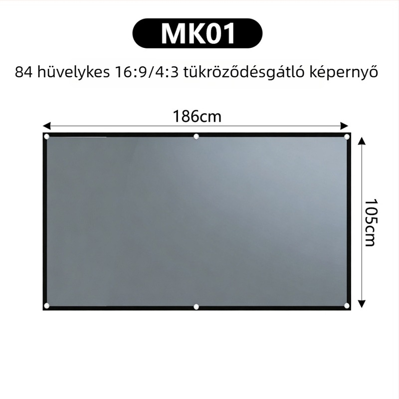4K fém vetítővászon, antireflexiós, 100/120 hüvelyk, HD 3D, mozi szintű
