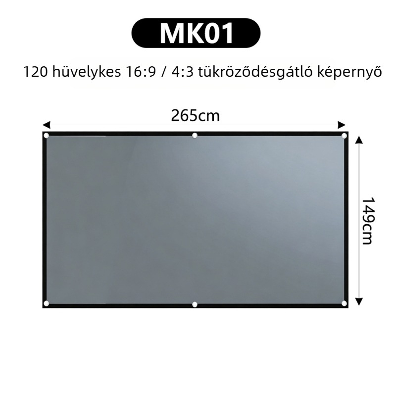 4K fém vetítővászon, antireflexiós, 100/120 hüvelyk, HD 3D, mozi szintű