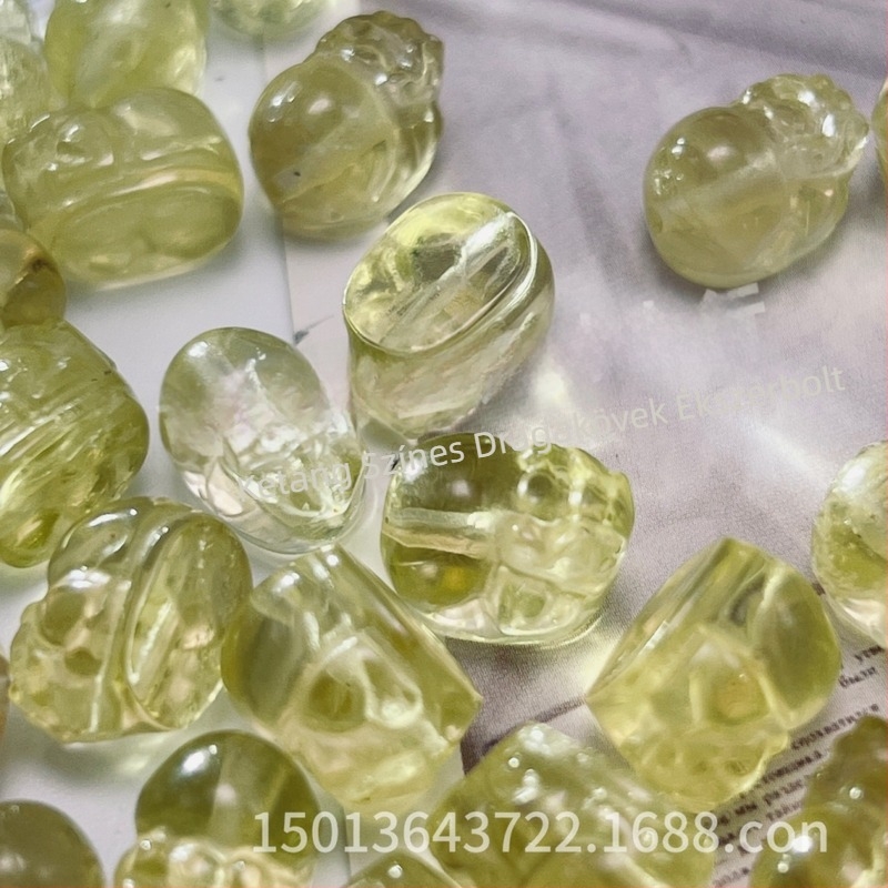 Természetes citrin kristály Pixiu faragott ékszer kiegészítő DIY karkötő alkatrész, 12 mm