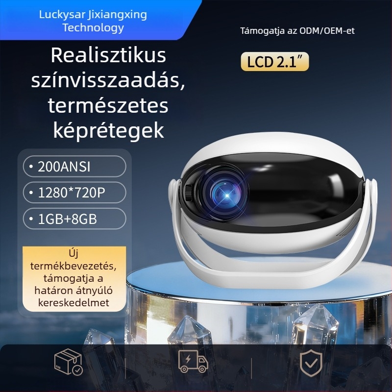 Jixiang hordozható otthoni LCD projektor, telefonképernyő tükrözés, kompakt HD 720p projektor