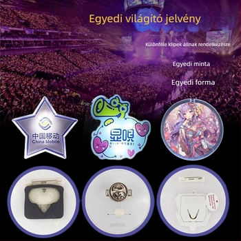 Akril világító jelvények LED-del képregényes konvenciókra, egyedi 2D jelvények, buzdító kellék
