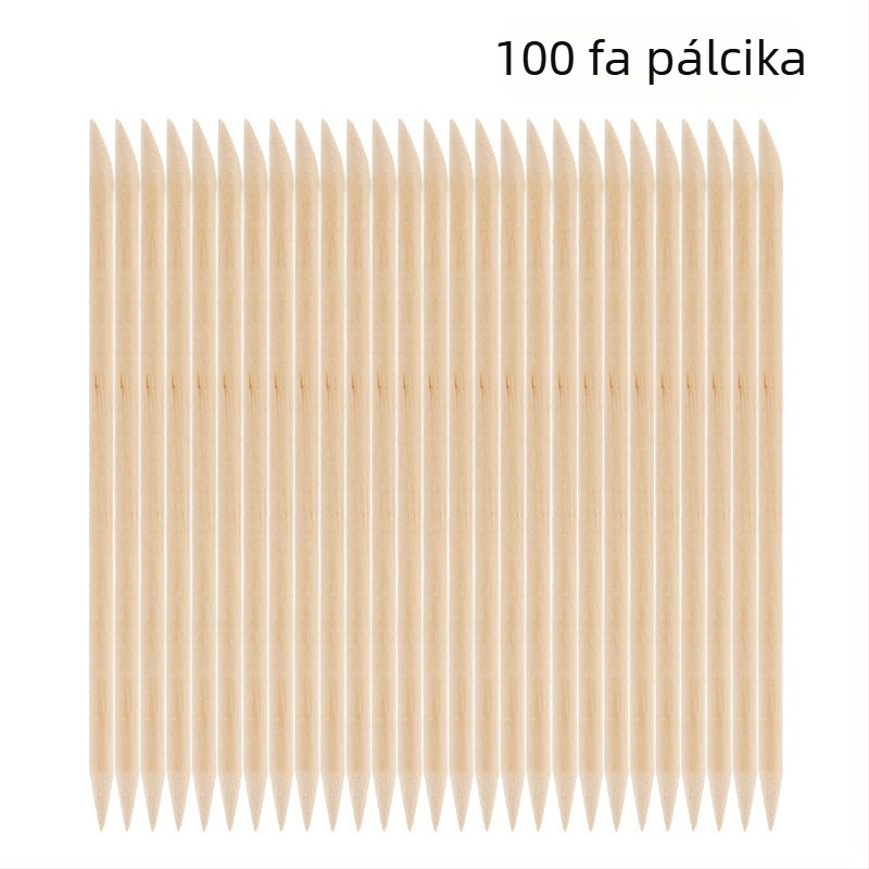 100 darab narancs- és bükkfa körömlakészítő pálcák, 11,4 cm és 7,5 cm