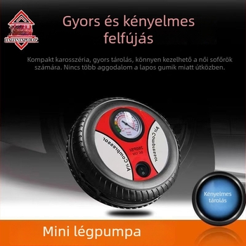 Hordozható elektromos autógumi-inflátor, 12V, multifunkcionális