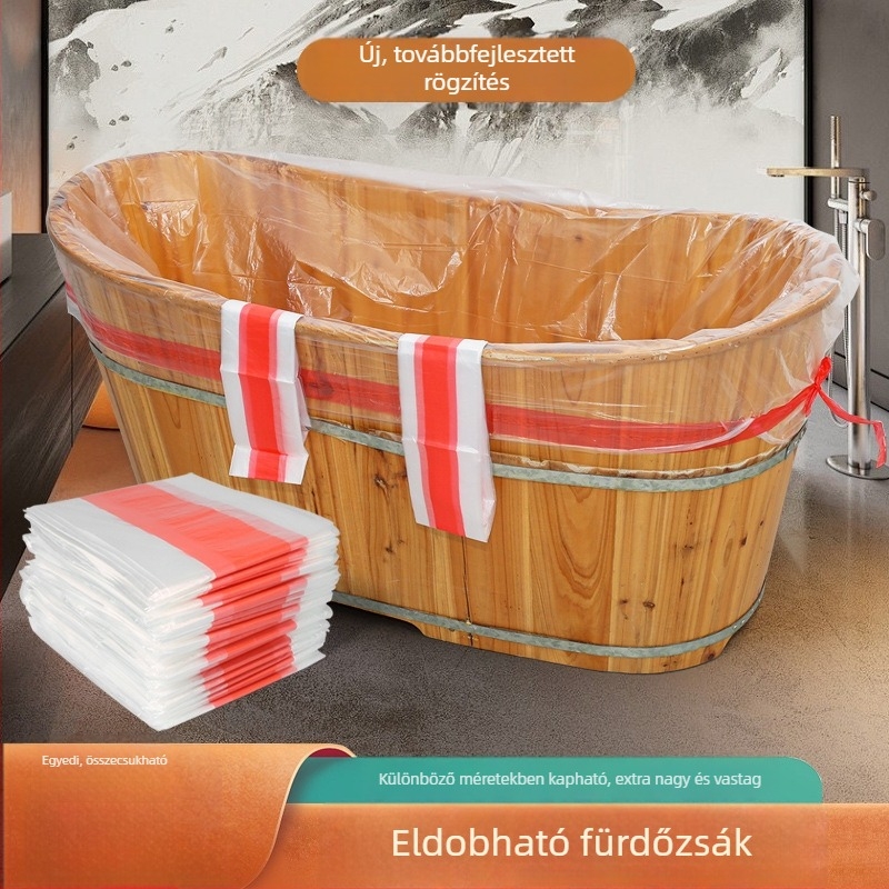 Egyszer használatos fürdőtasak, vastagabb kád-liner, fürdővödör-hordozó film, műanyag fürdőtasak, fürdővödör film, kozmetikai szalonok számára