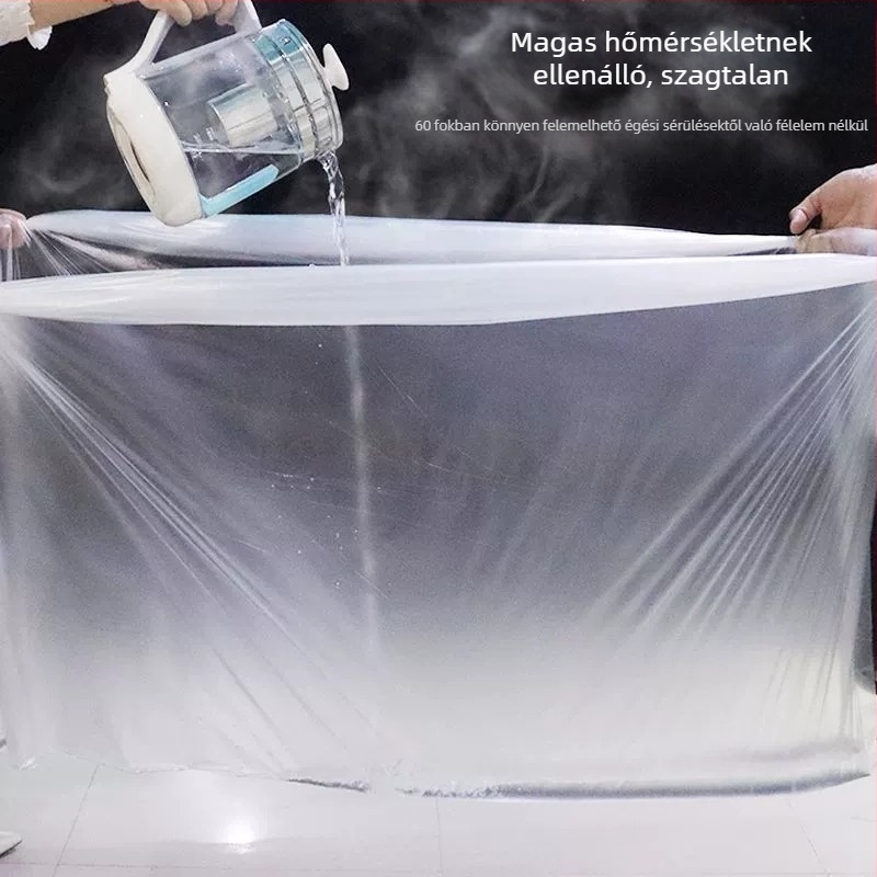 Egyszer használatos kád belső fólia kör kádhoz, vastag műanyag, gyerekeknek és felnőtteknek, összecsukható kád borító
