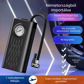 Vezeték nélküli autógumi pumpa manométerrel, nagy teljesítmény, hordozható, kijelző