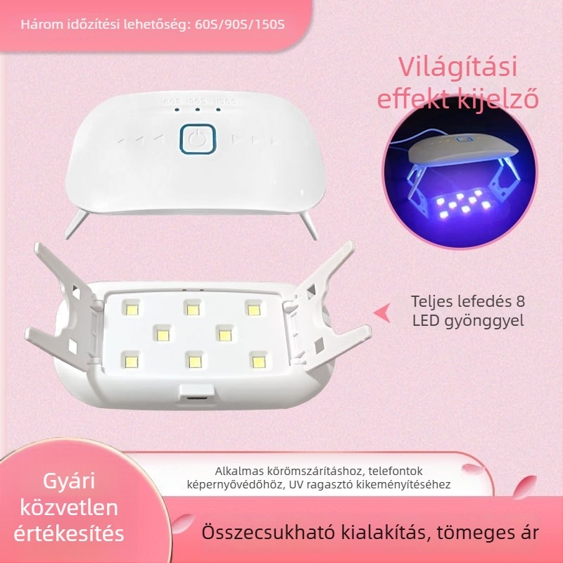 LED körömlámpa fototerápiás készülék, gyors UV-keményedés, fehér, modell XX-UV8