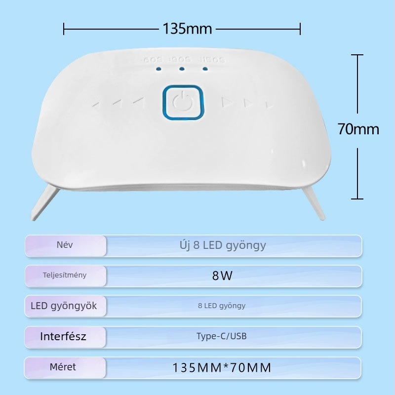 LED körömlámpa fototerápiás készülék, gyors UV-keményedés, fehér, modell XX-UV8
