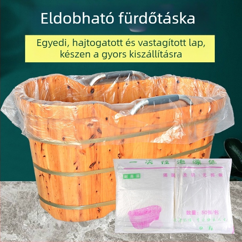 Egyszer használatos fürdőtasak kerek hordóhoz, vastagított műanyag burkolat otthoni használatra, gyermekeknek és felnőtteknek