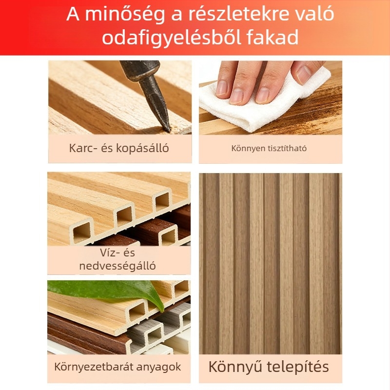 PVC háttérfalhoz készült fa- és bambuszrostból készült rácsos falpanel, nappali és hálószoba dekoráció