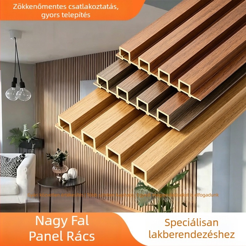 PVC háttérfalhoz készült fa- és bambuszrostból készült rácsos falpanel, nappali és hálószoba dekoráció