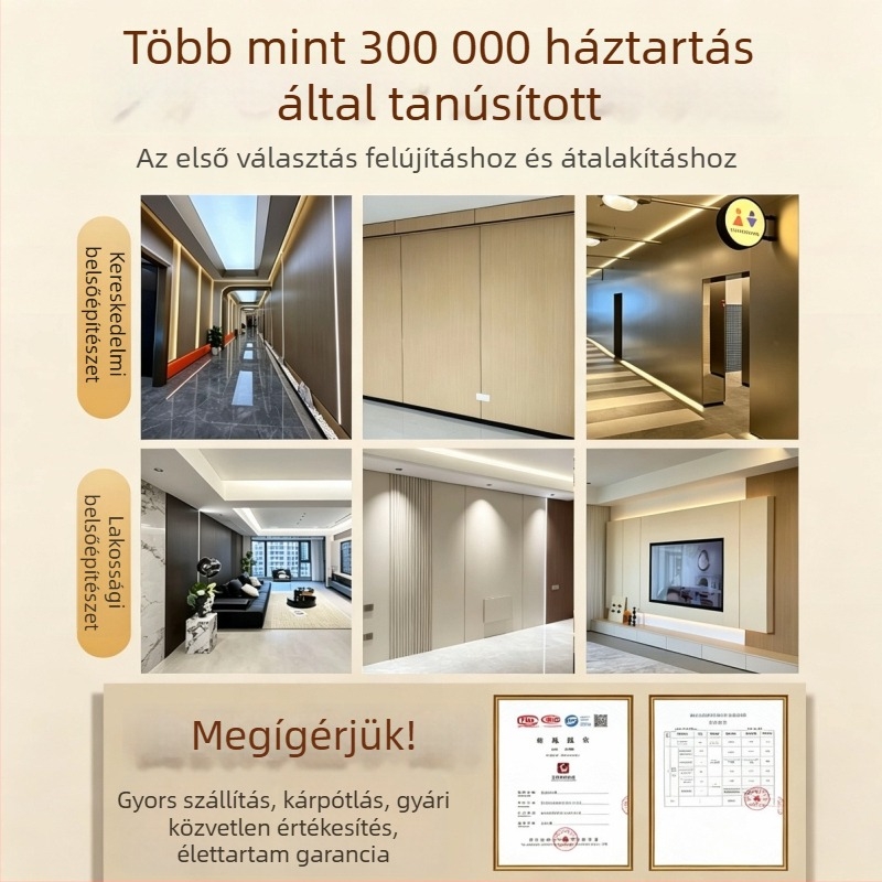 Integrált falpanel bambusz-fa rostból karbon-kristály lemezzel, ütésálló, zökkenőmentes dekoratív falburkolat