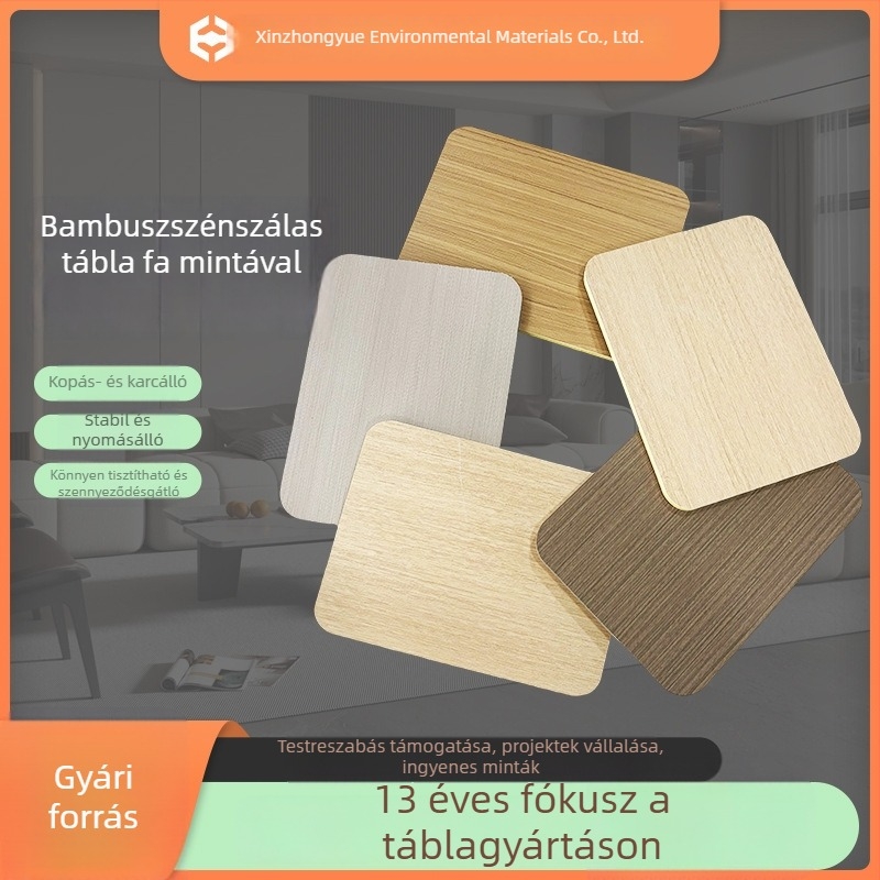 Fali dekorpanel fa mintázatú karbon-kristály felülettel, bambusz-fa rostos rács panel és fém díszítő panel