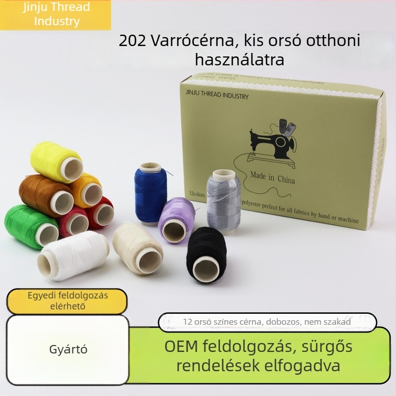 12 színű háztartási varrókészlet — nagy készlet színes cérnák, fekete és fehér