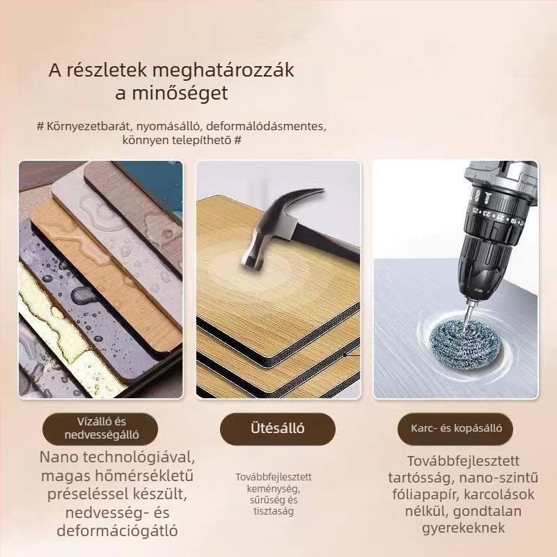 Gyémántütésálló beltéri falpanelek karbon-kristályból, integrált furnírral készült falpanelek, dekoratív panelek