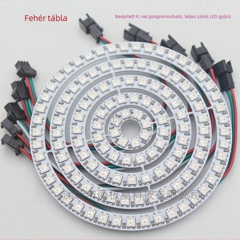 LED teljes színű körgyűrű, 5050 RGB LED-ek, WS2812B, 5V, Angyali szem gyűrű, beépített IC, egycsatornás vezérlés