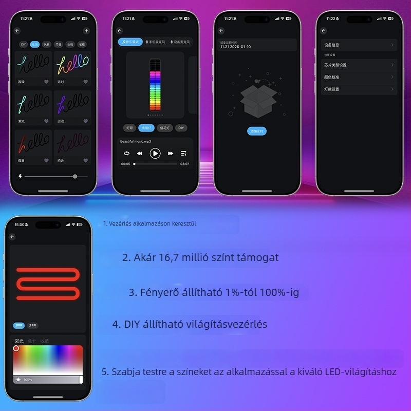 5V környezeti világítás akkumulátortartó doboz robogókhoz és hoverboardokhoz, RGB LED szalag kültéri használatra, 50 cm