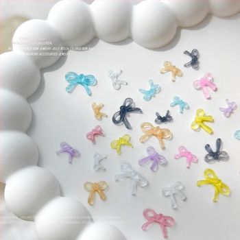 Jég-tiszta zselés masni köröm díszítőelemek, 3D több színű kövecskék, nyárra