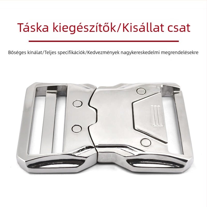 Egyedi fém csat bőröndökhöz és táskákhoz, állítható pattintós csat lézergravírozott logóval, lyukkal ellátott biztonsági zár