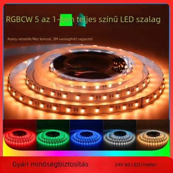 RGB CW teljes színű rugalmas LED-szalag, 5 az 1-ben, bárhoz és e-sport szobákhoz, hangulatvilágítás, dekoratív világítás, alacsony feszültség