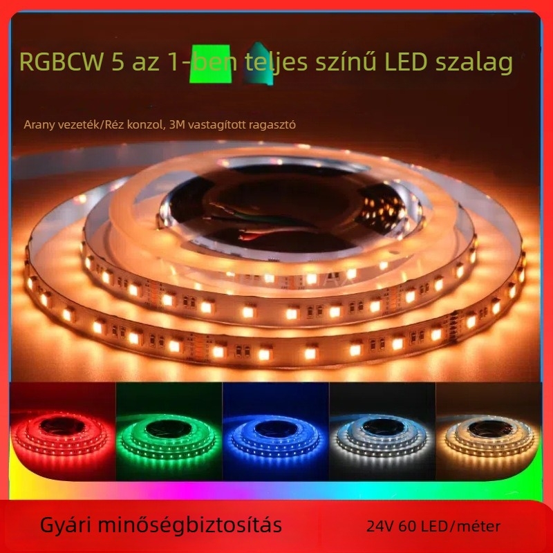 RGB CW teljes színű rugalmas LED-szalag, 5 az 1-ben, bárhoz és e-sport szobákhoz, hangulatvilágítás, dekoratív világítás, alacsony feszültség
