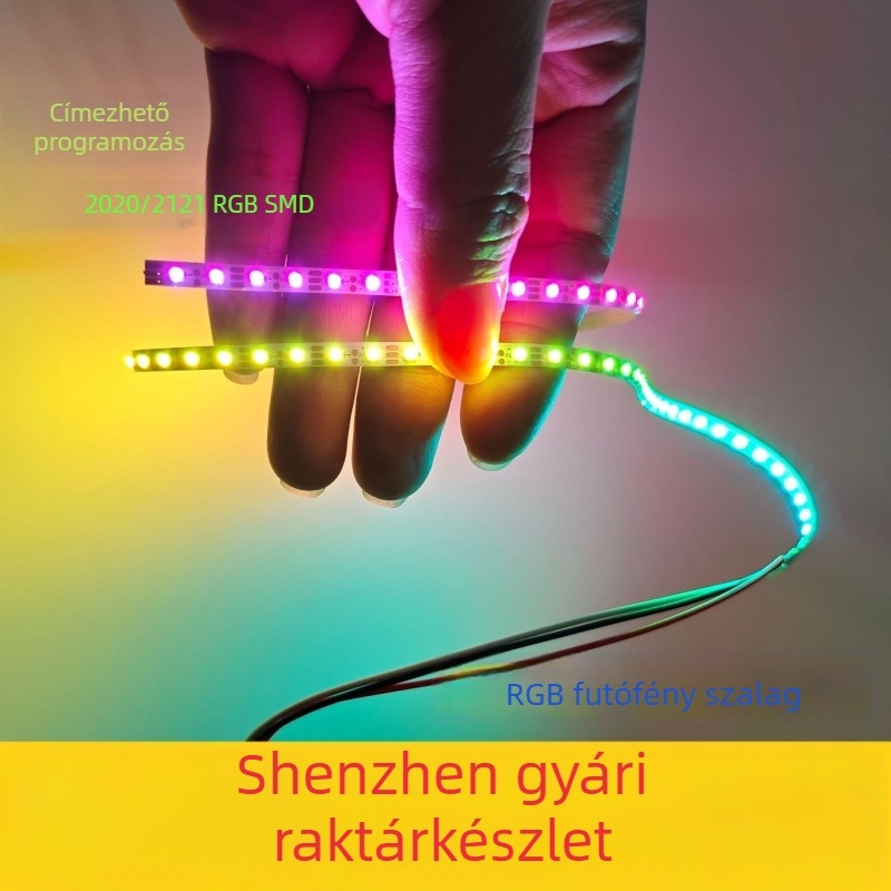 Szépségkiegészítő ambient LED-szalag, vékony panel, 2020/2121SMD, folyó fényhatások, DIY programozás WS2812B
