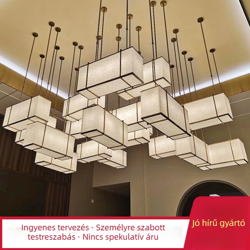 Nem szabványos hotel textil csillár téglalap alakú árnyékolóval