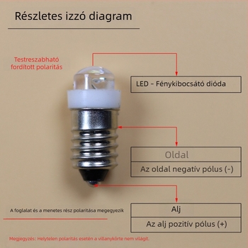 Vintage bőr borítású zseblámpa izzó E14-es foglalattal, kompatibil 2.4V/3.6V/4.5V/6V, LED kis fényforrás, nagy fényerő, vészvilágítás
